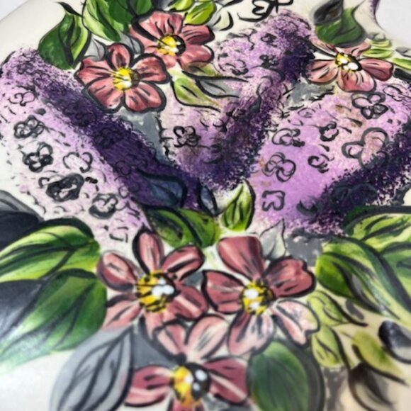 VTG Hand Painted 2 Piece Floral Ceramic Box w/Lid 9" - Picture 8 of 15